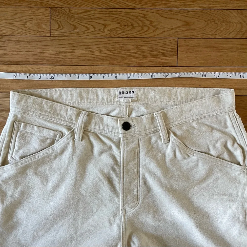 Todd Snyder Italian Stretch Moleskin Double Knee Carpenter Pants in Ecru - Picture 8 of 12